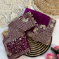 Pure Fandy satin material with c pallu embroidery work saree