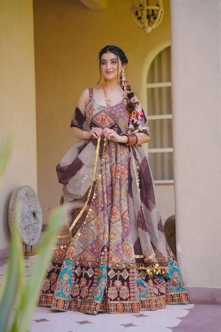 Digital printed Jimy organza silk suit