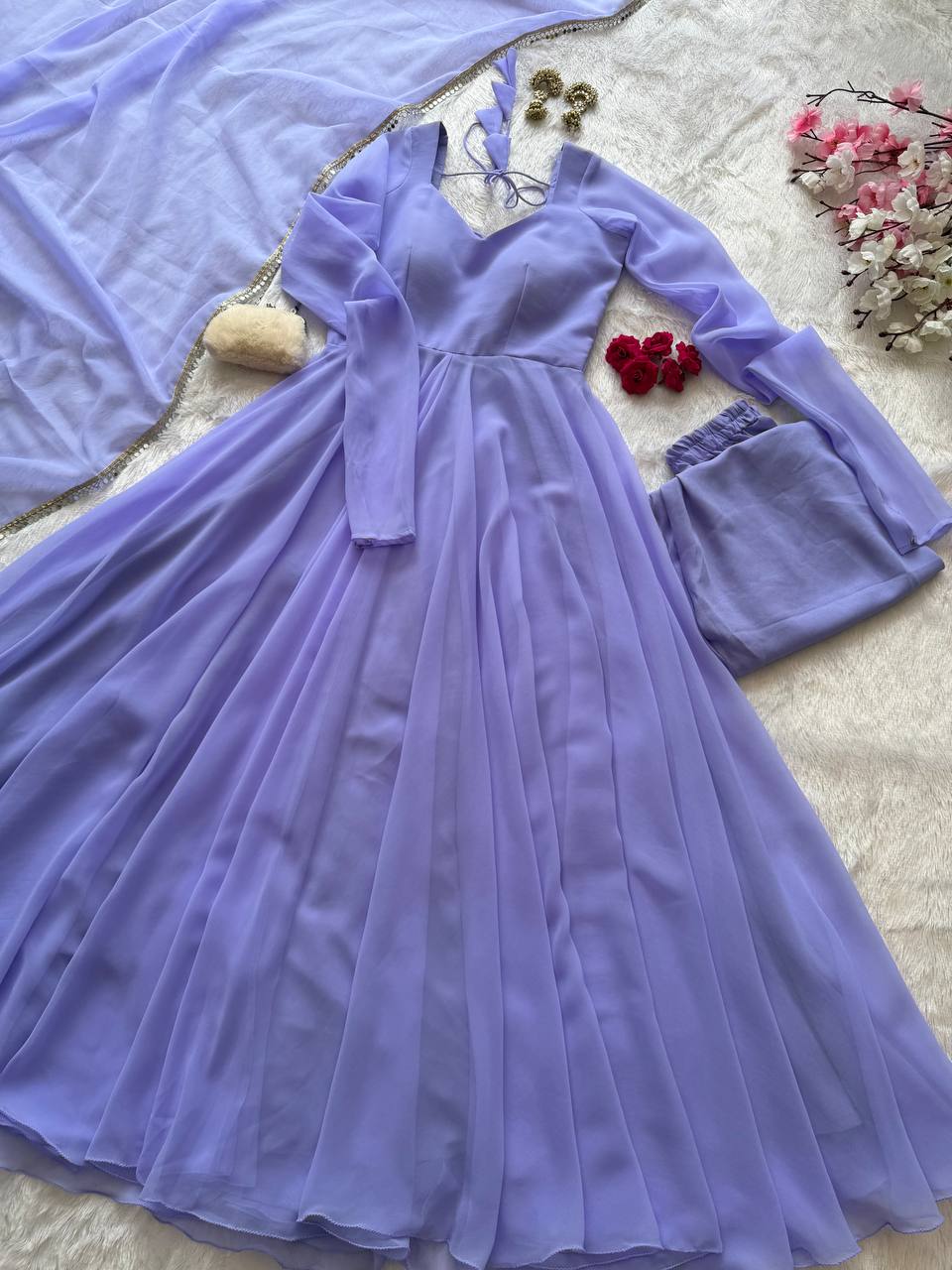 Georgette Anarkali suit with huge 8 mtr flair