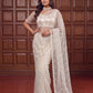 Net Bidds sequence pearls Embroidery Work Saree