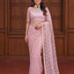 Net Bidds sequence pearls Embroidery Work Saree