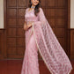 Net Bidds sequence pearls Embroidery Work Saree
