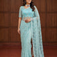 Net Bidds sequence pearls Embroidery Work Saree