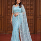 Net Bidds sequence pearls Embroidery Work Saree