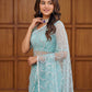 Net Bidds sequence pearls Embroidery Work Saree