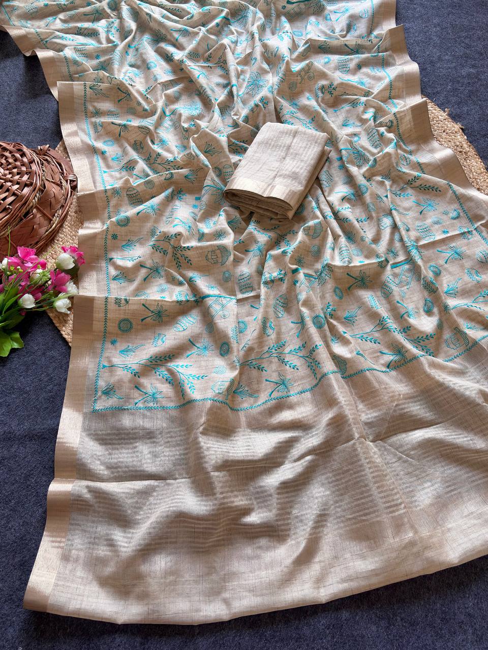 Pure Tusser silk saree