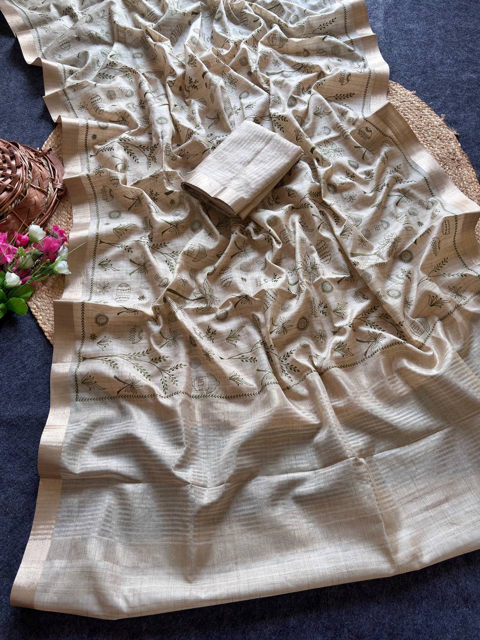 Pure Tusser silk saree