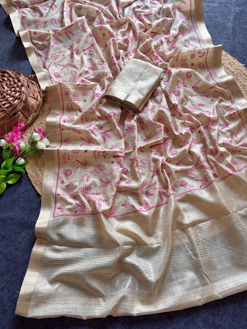 Pure Tusser silk saree