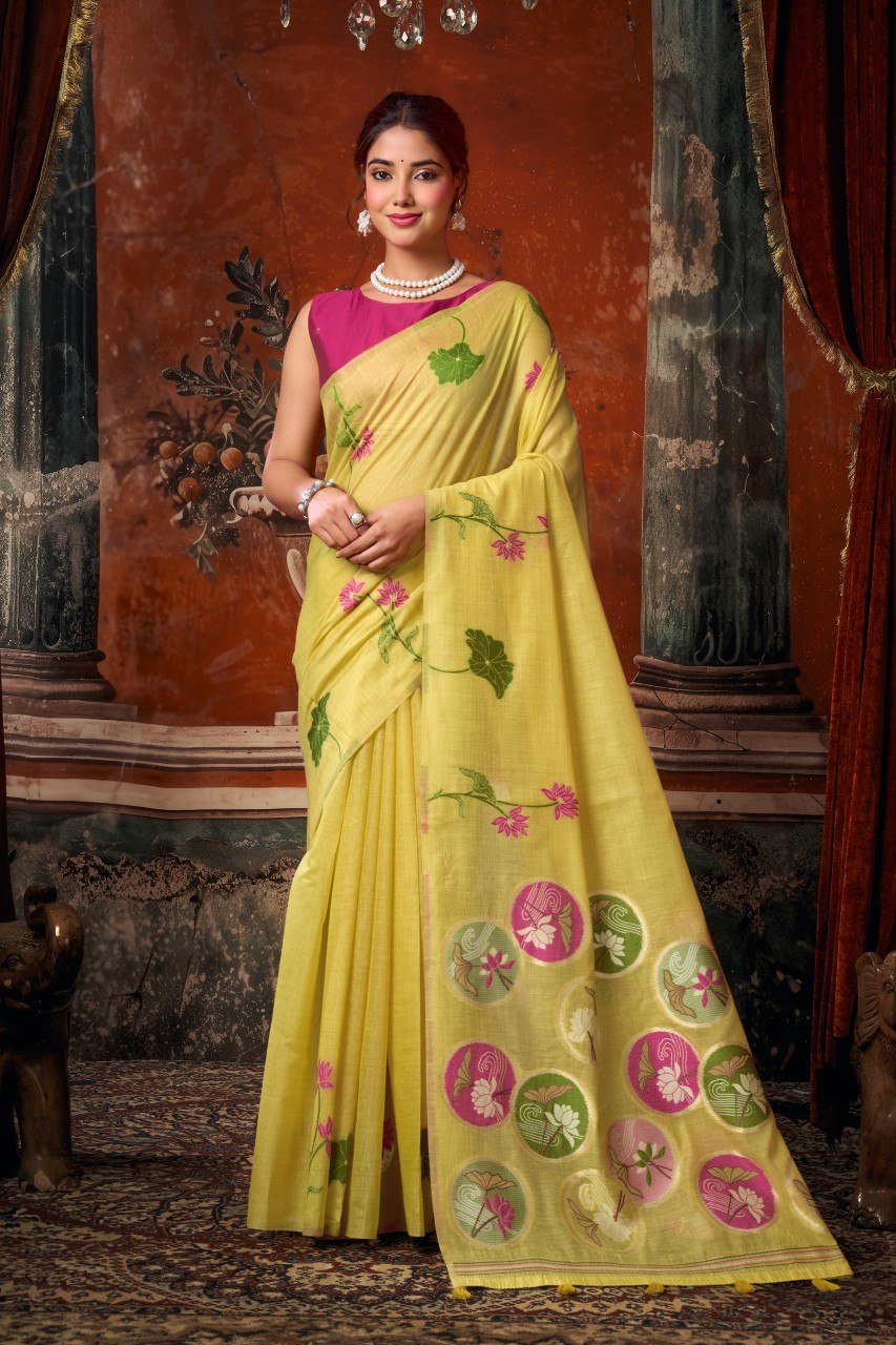 Khadi Cotton Multi Colour Extract Design Saree