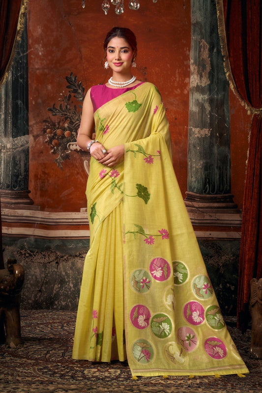 Khadi Cotton Multi Colour Extract Design Saree