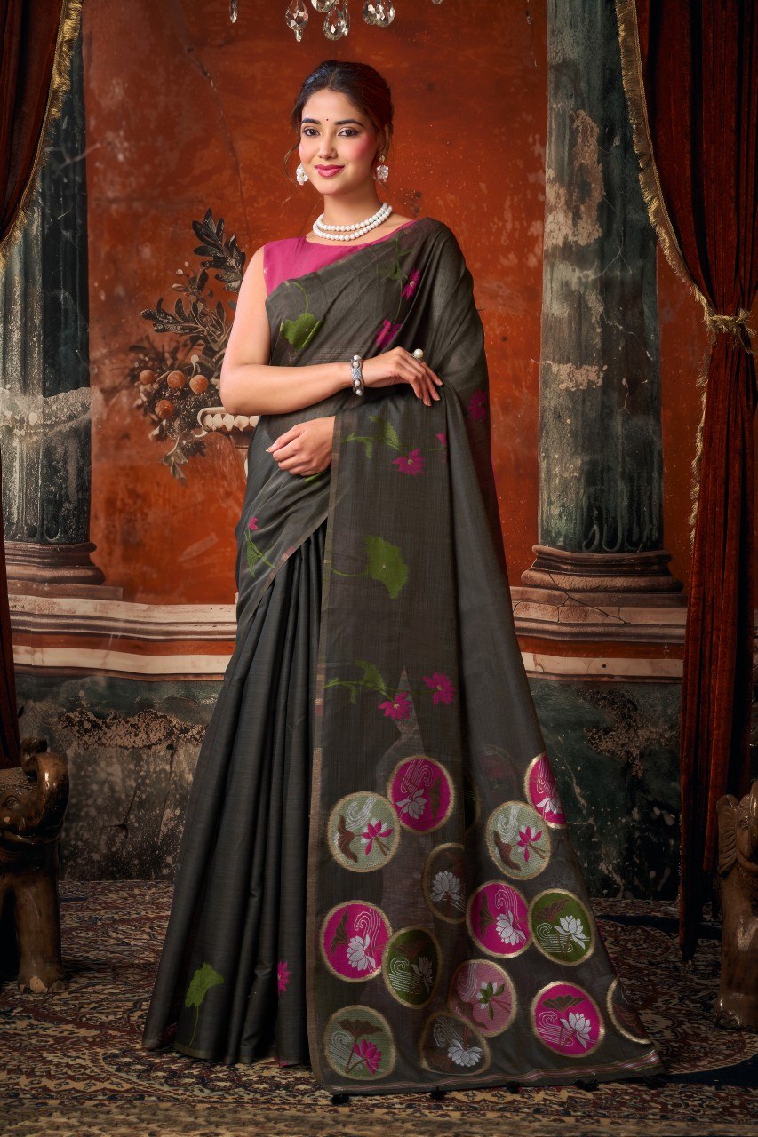 Khadi Cotton Multi Colour Extract Design Saree