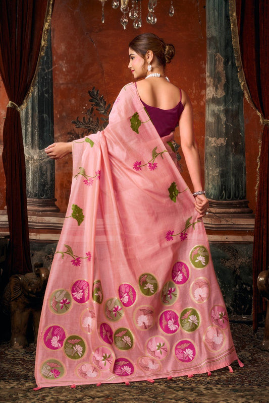 Khadi Cotton Multi Colour Extract Design Saree