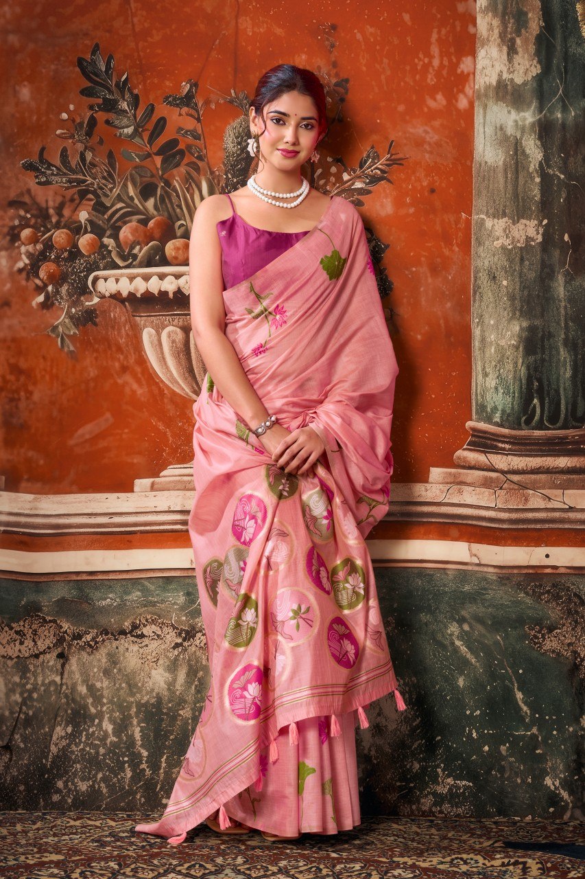Khadi Cotton Multi Colour Extract Design Saree