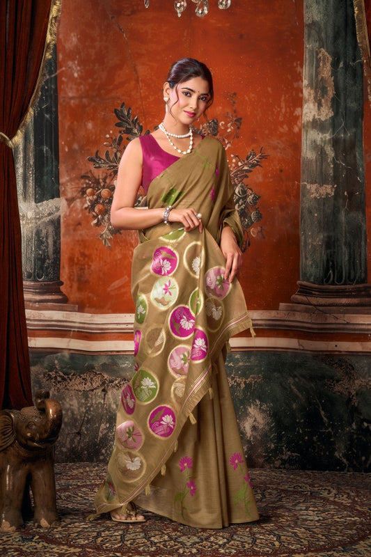 Khadi Cotton Multi Colour Extract Design Saree