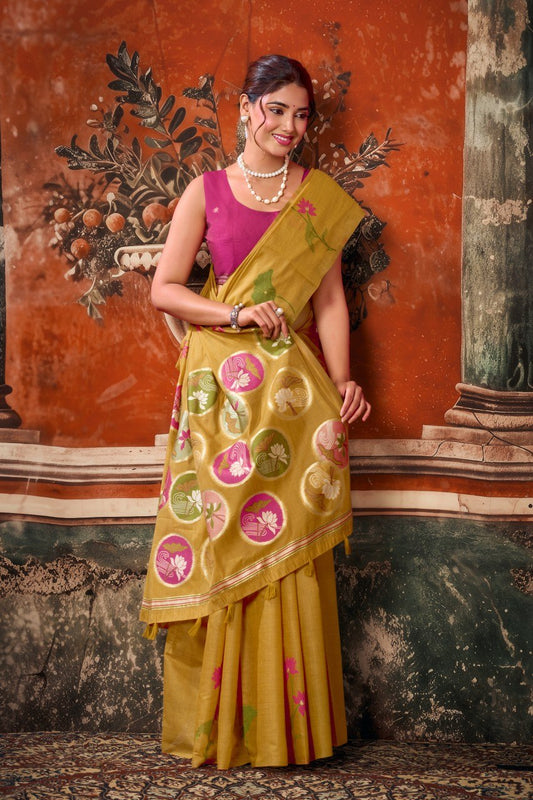 Khadi Cotton Multi Colour Extract Design Saree