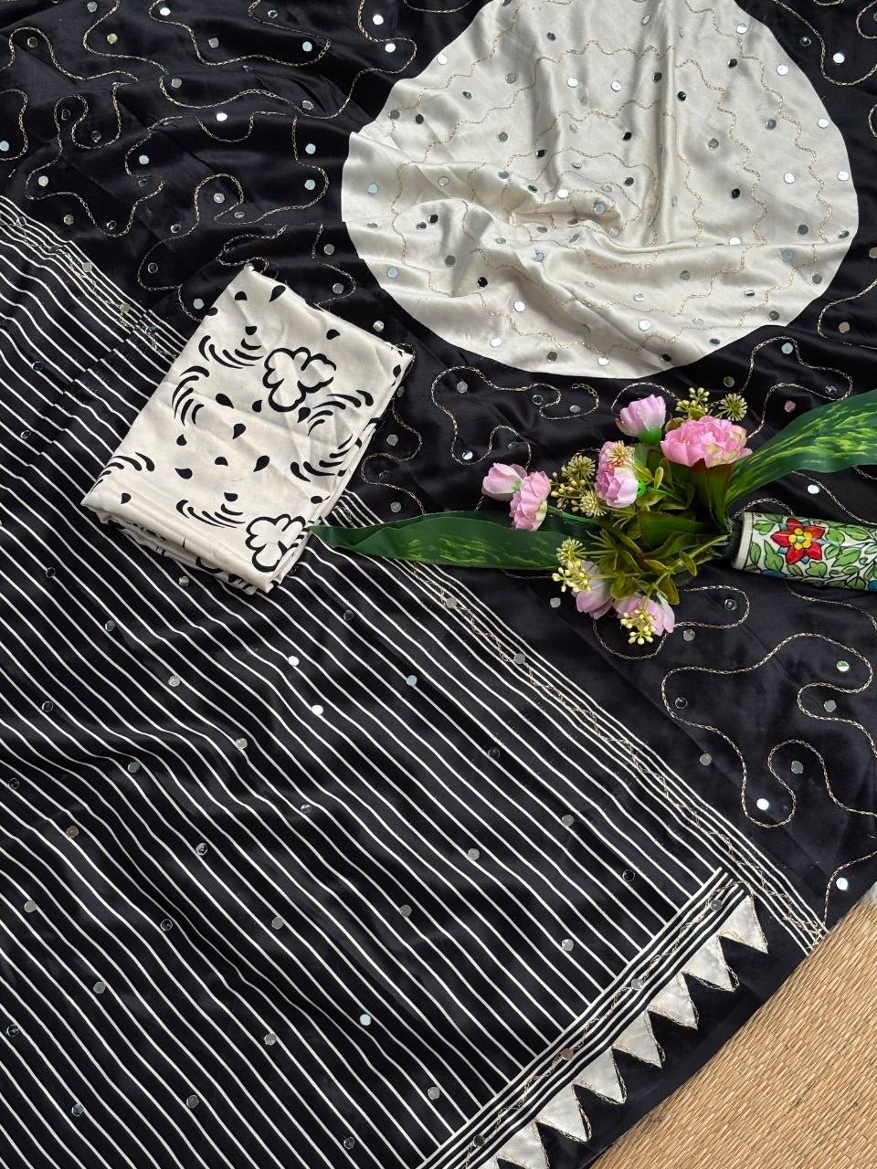 Very Soft and Elegant Rich look Semi Modal Silk Ajarak Print Saree