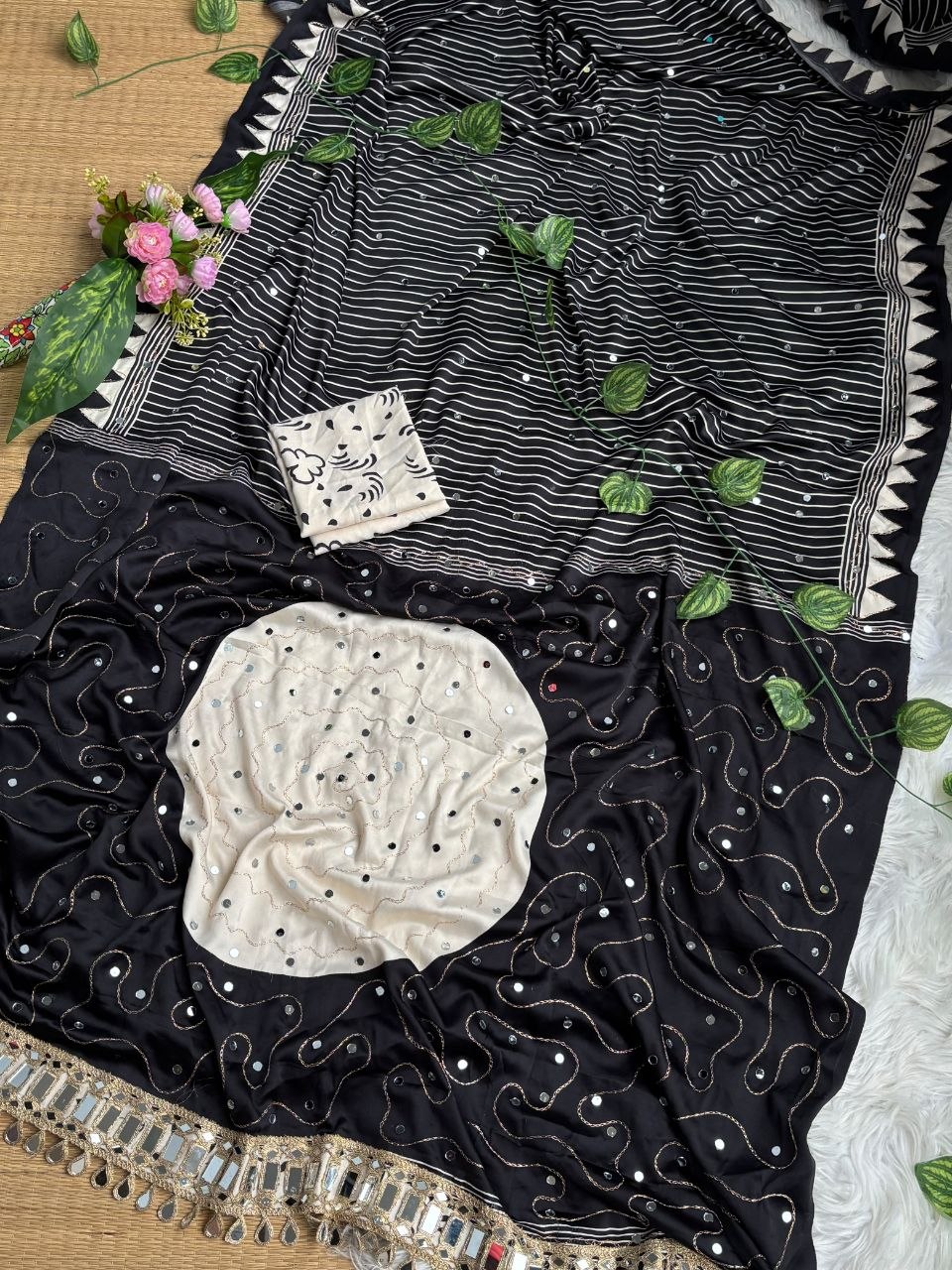 Very Soft and Elegant Rich look Semi Modal Silk Ajarak Print Saree