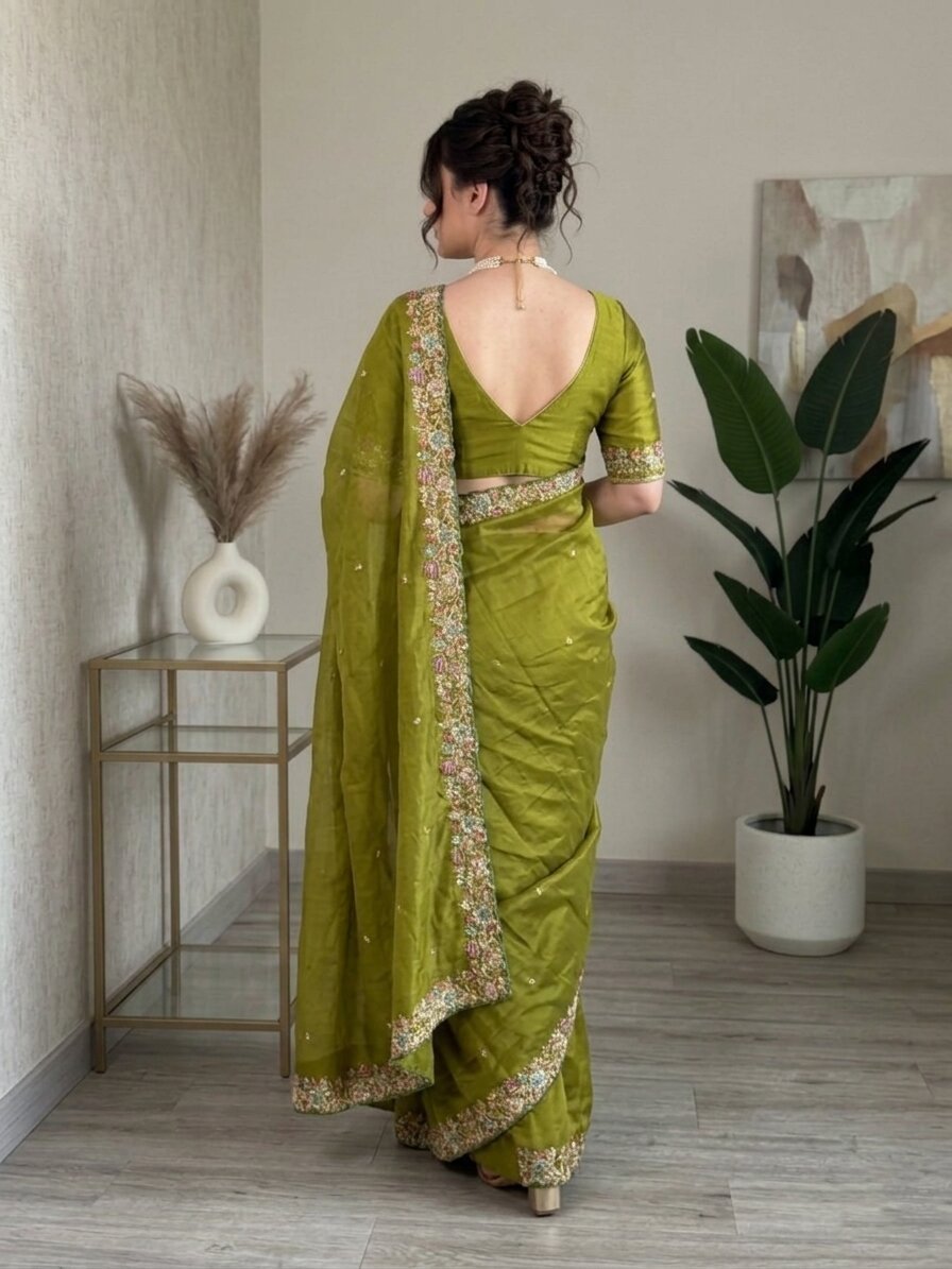 Designer Party Wear Soft  Fendy Satin silk Saree