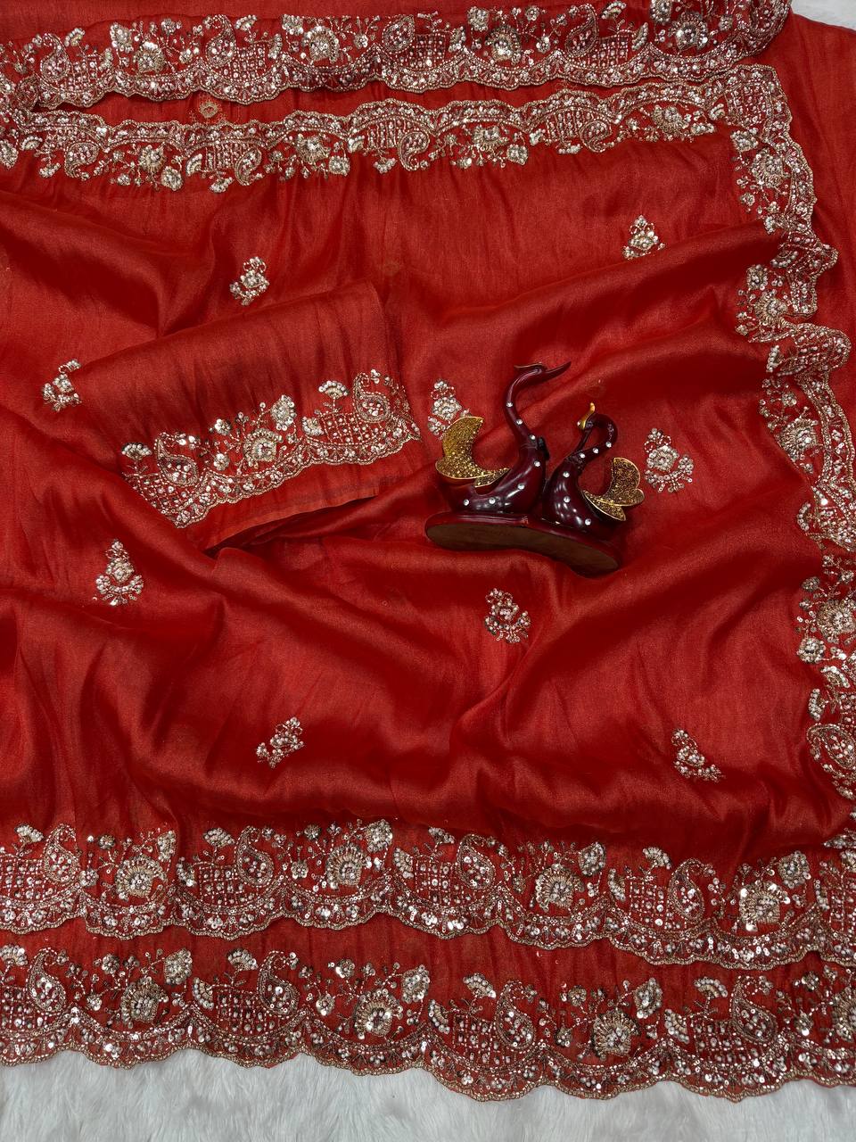 Premium soft Tissue Beautiful motis and Beads Saree