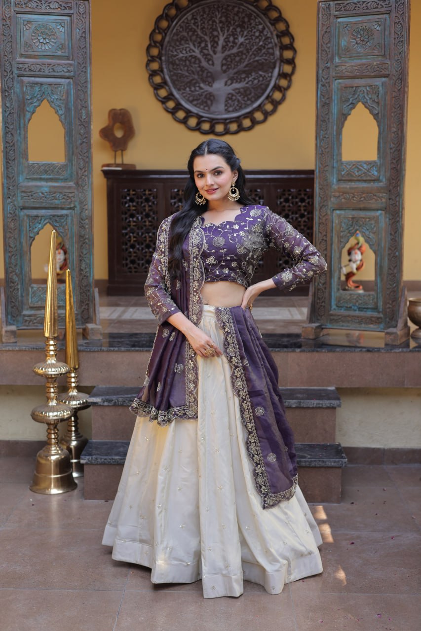 Cosmos with Zari & Sequins Embroidered work lehenga