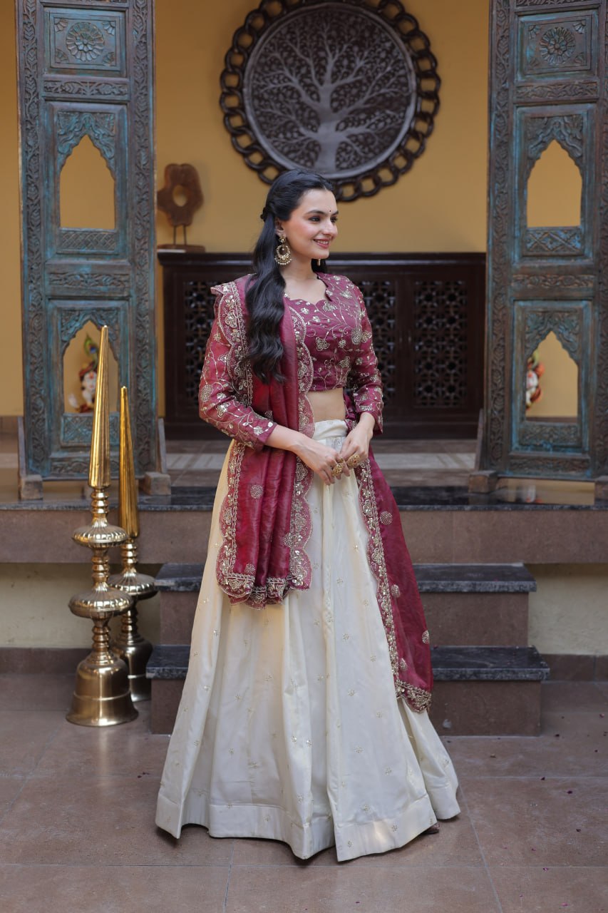 Cosmos with Zari & Sequins Embroidered work lehenga