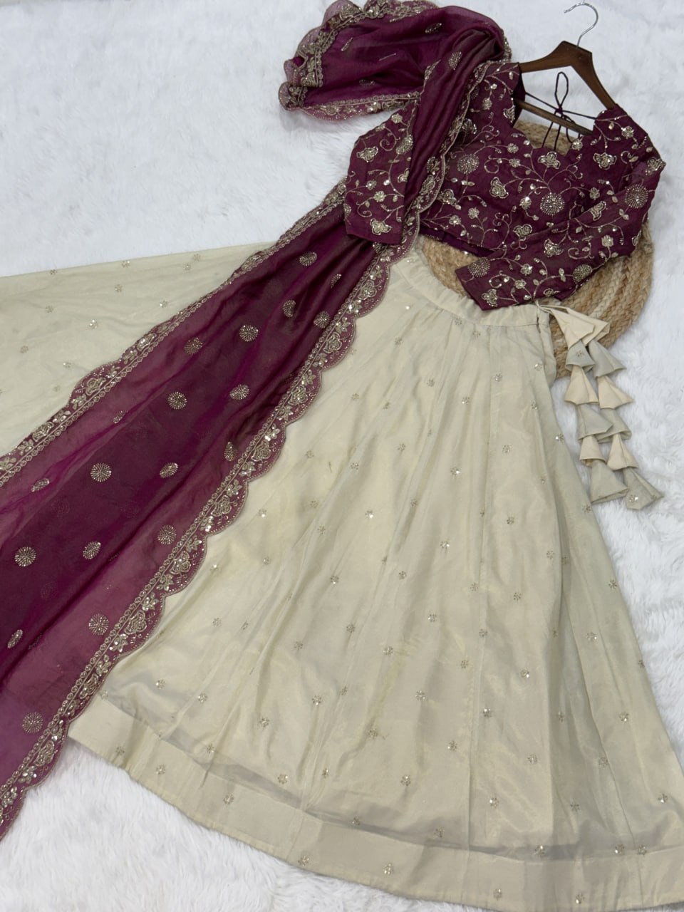 Cosmos with Zari & Sequins Embroidered work lehenga