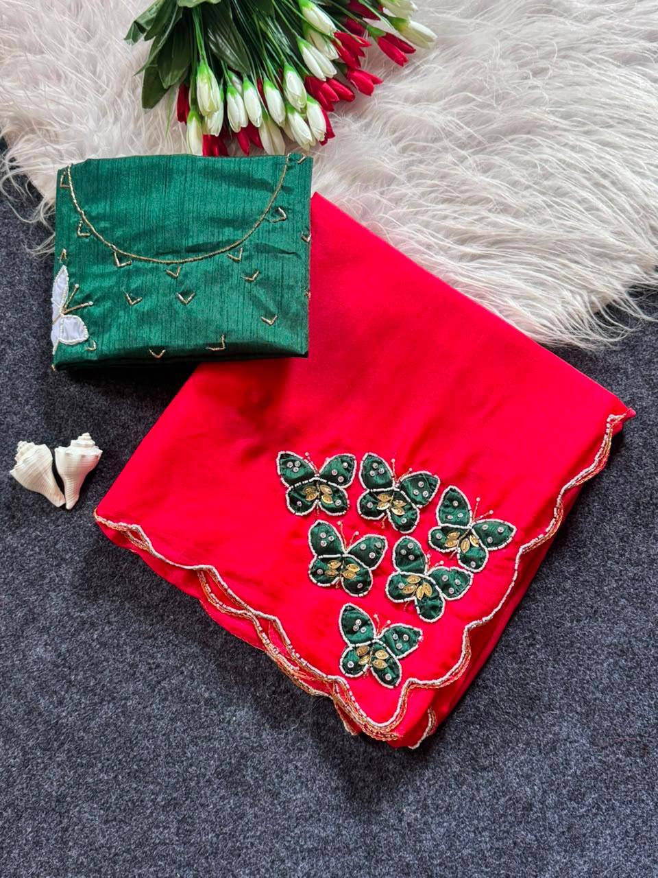 MOST VIREL INSTAGRAM HIT BUTTERFLY HANDWORK SAREE