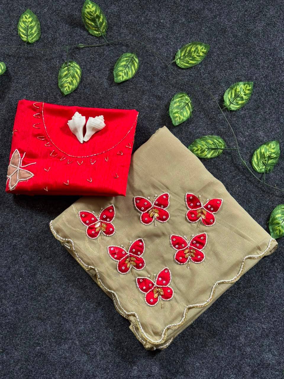 MOST VIREL INSTAGRAM HIT BUTTERFLY HANDWORK SAREE