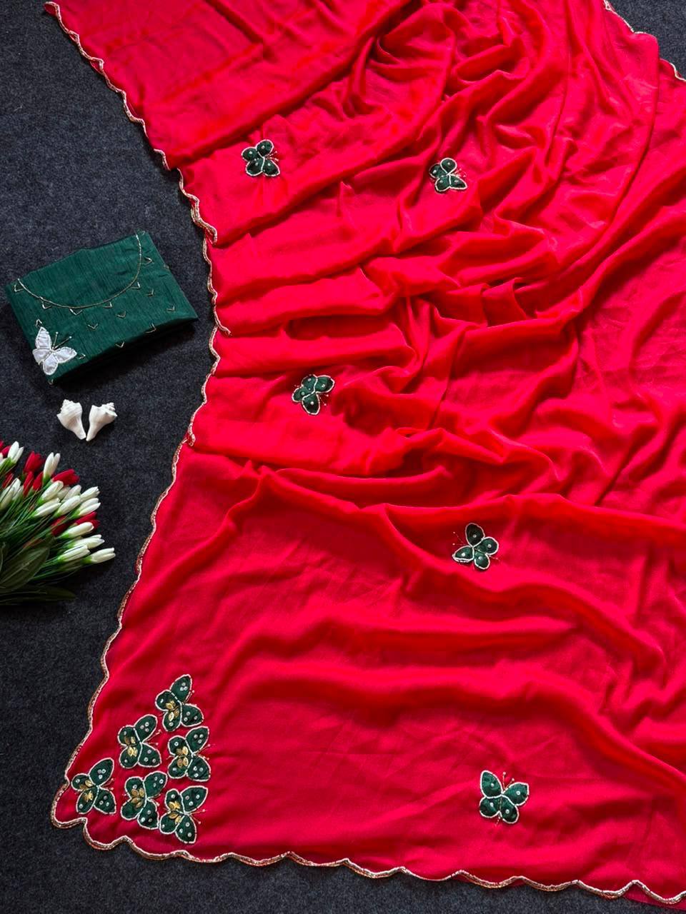 MOST VIREL INSTAGRAM HIT BUTTERFLY HANDWORK SAREE