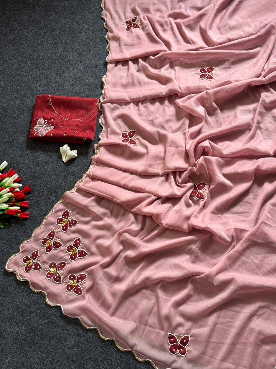 MOST VIREL INSTAGRAM HIT BUTTERFLY HANDWORK SAREE
