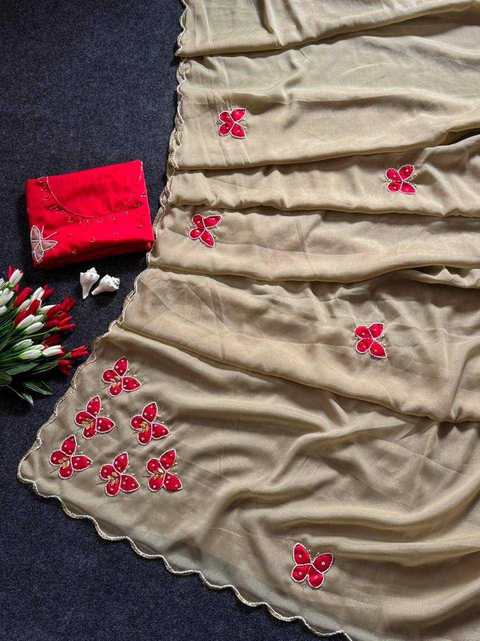 MOST VIREL INSTAGRAM HIT BUTTERFLY HANDWORK SAREE