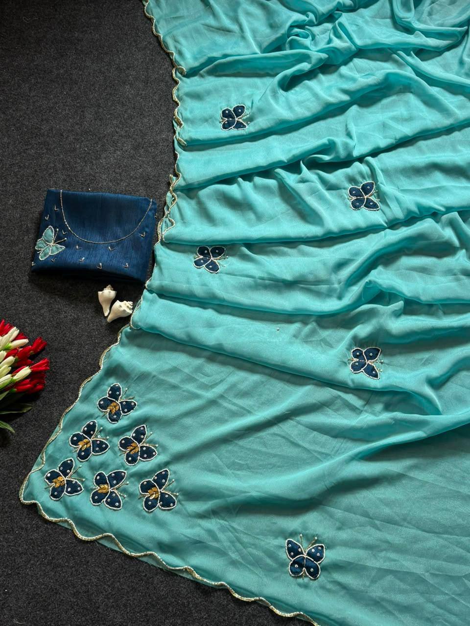 MOST VIREL INSTAGRAM HIT BUTTERFLY HANDWORK SAREE