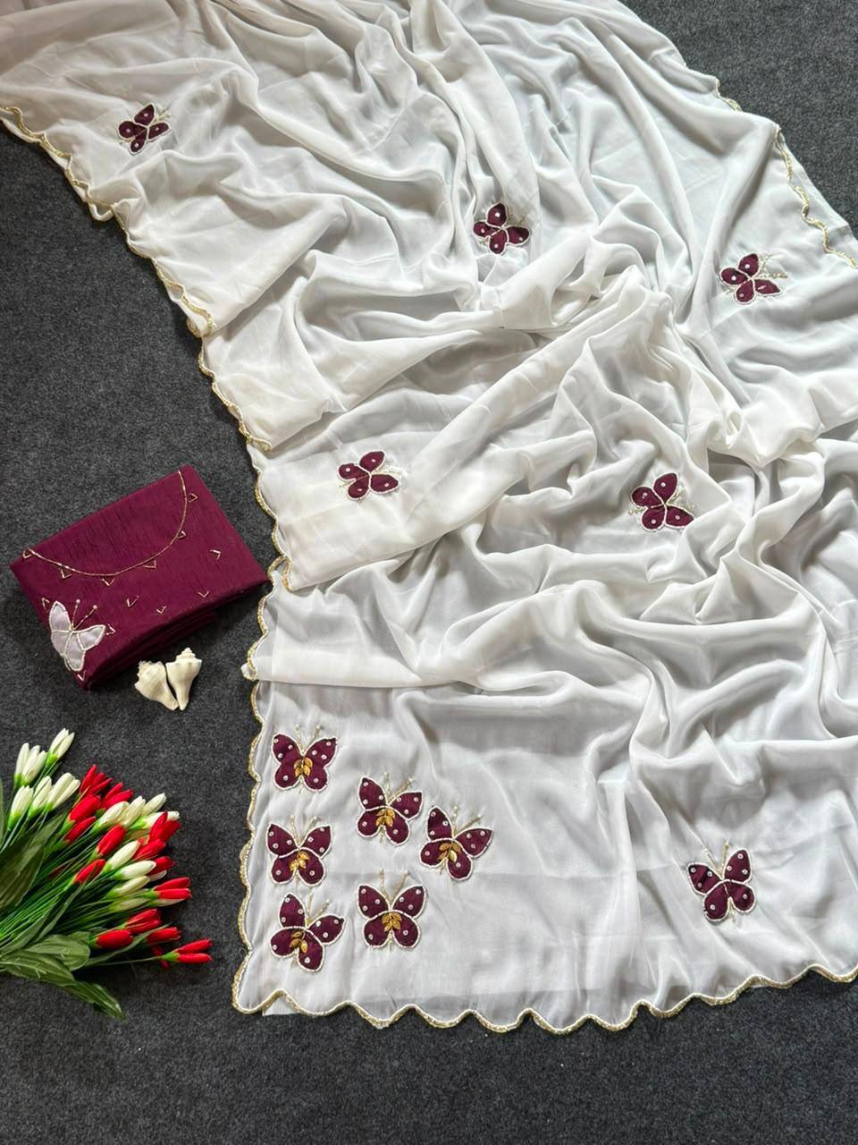 MOST VIREL INSTAGRAM HIT BUTTERFLY HANDWORK SAREE