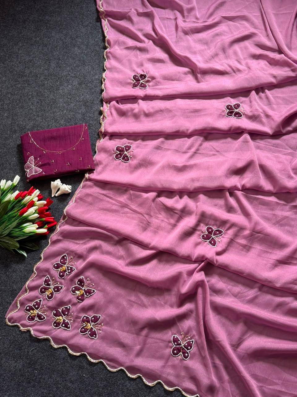 MOST VIREL INSTAGRAM HIT BUTTERFLY HANDWORK SAREE