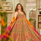 Digital printed Jimy organza silk suit with huge flair