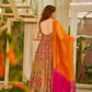 Digital printed Jimy organza silk suit with huge flair