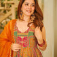 Digital printed Jimy organza silk suit with huge flair