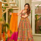 Digital printed Jimy organza silk suit with huge flair