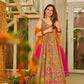 Digital printed Jimy organza silk suit with huge flair
