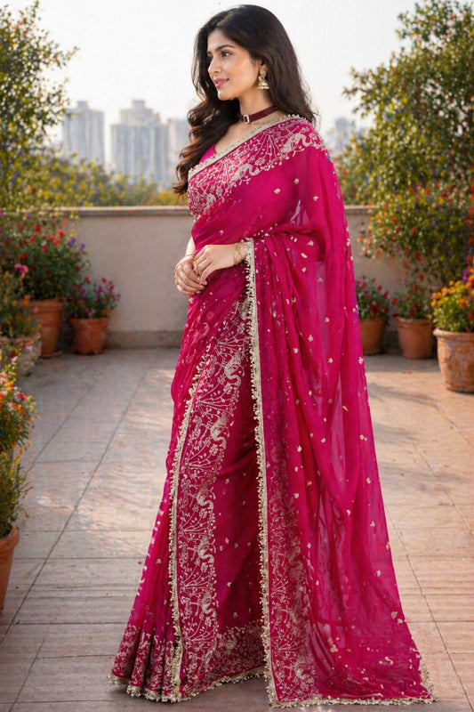 Premium & Classic Designer Soft Star Geogette Saree
