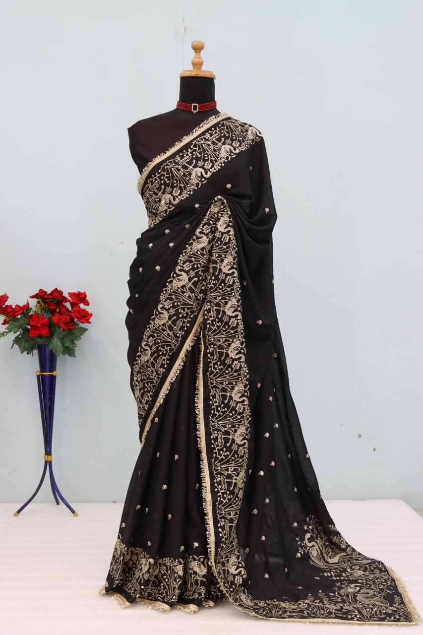 Premium & Classic Designer Soft Star Geogette Saree