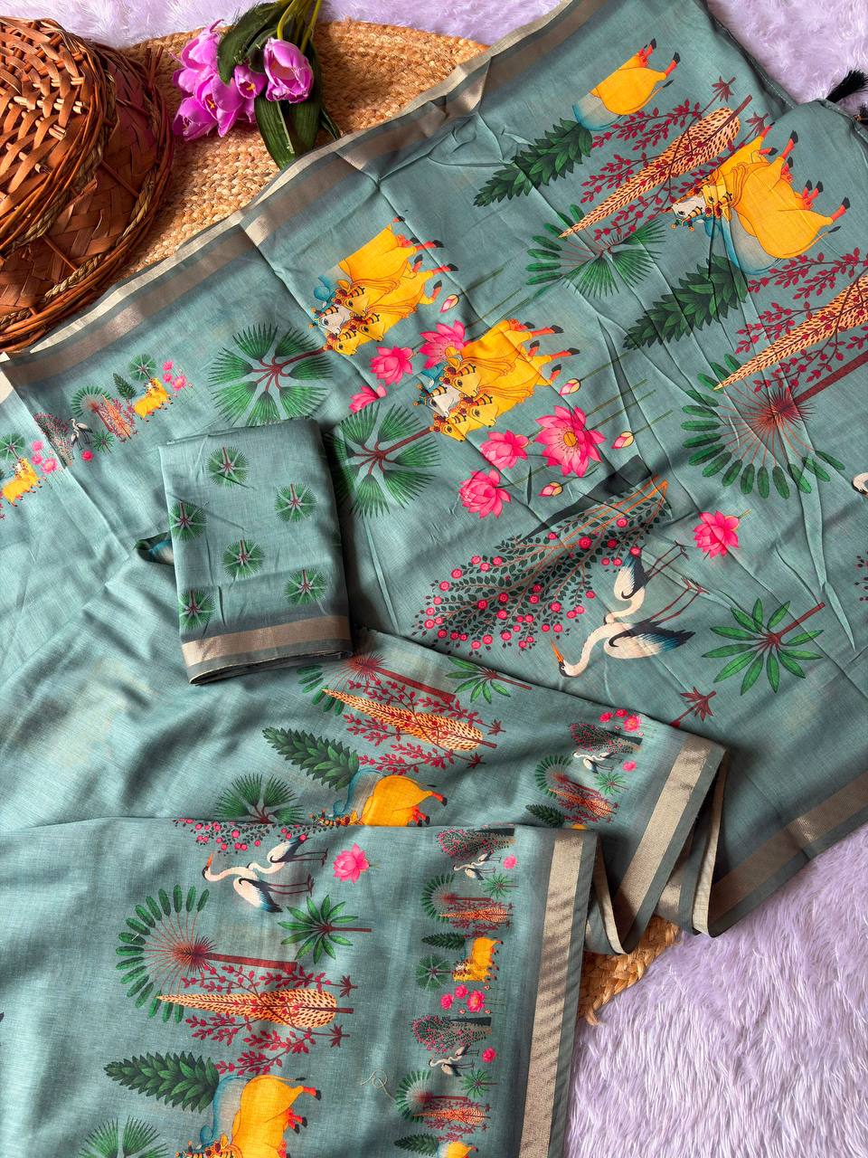 Nature Heritage Printed Saree
