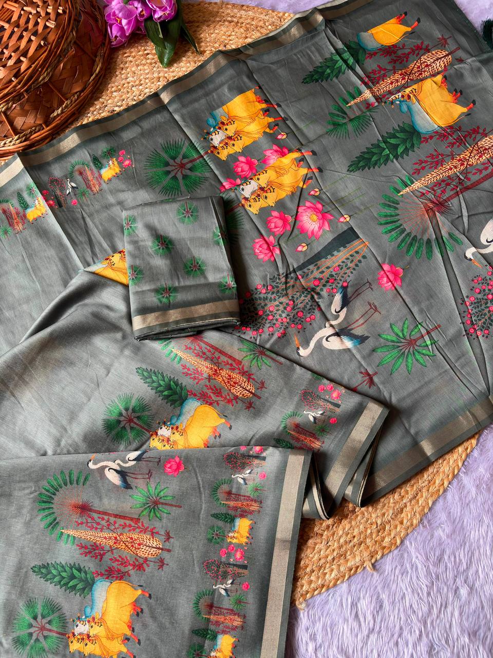 Nature Heritage Printed Saree