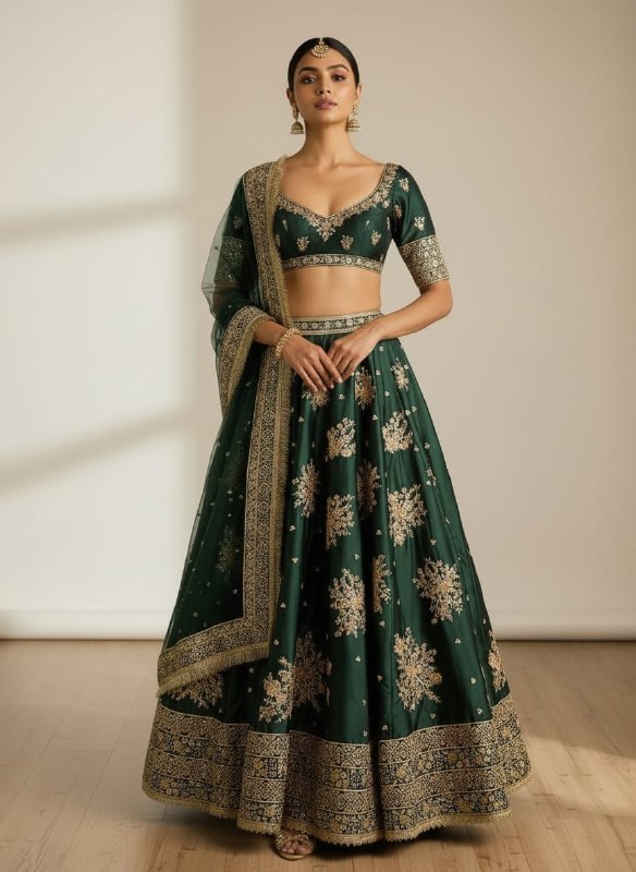Premium French Crepe Rich Zari Sequence Lehenga Choli