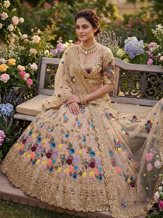 Einführung eines 4 Meter ausgestellten Fox Georgette Lehenga