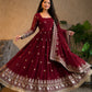 Premium Fandy Satin Zari Sequence Embroidery Work Gown