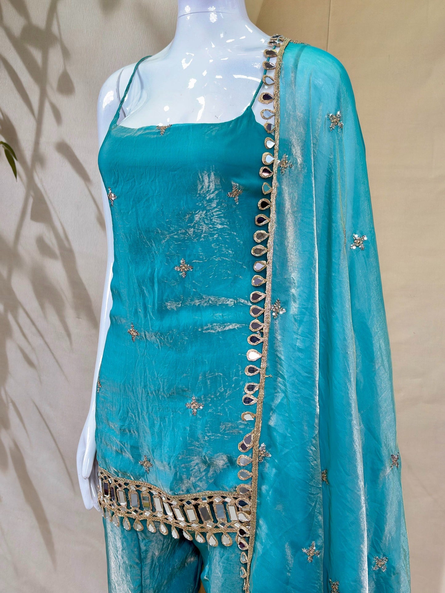 Premium Fandy Fabric Zari & Sequence Embroidery Work Sharara Set