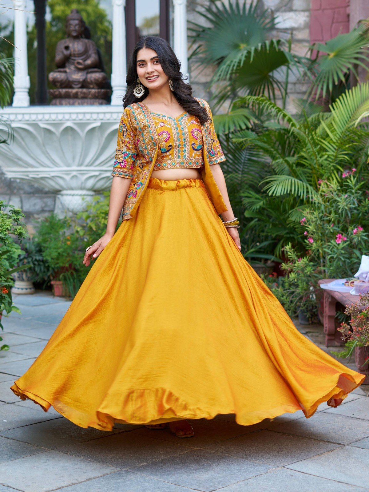 Vichitra Gorgeous Lehenga Choli with Embroidery Koti