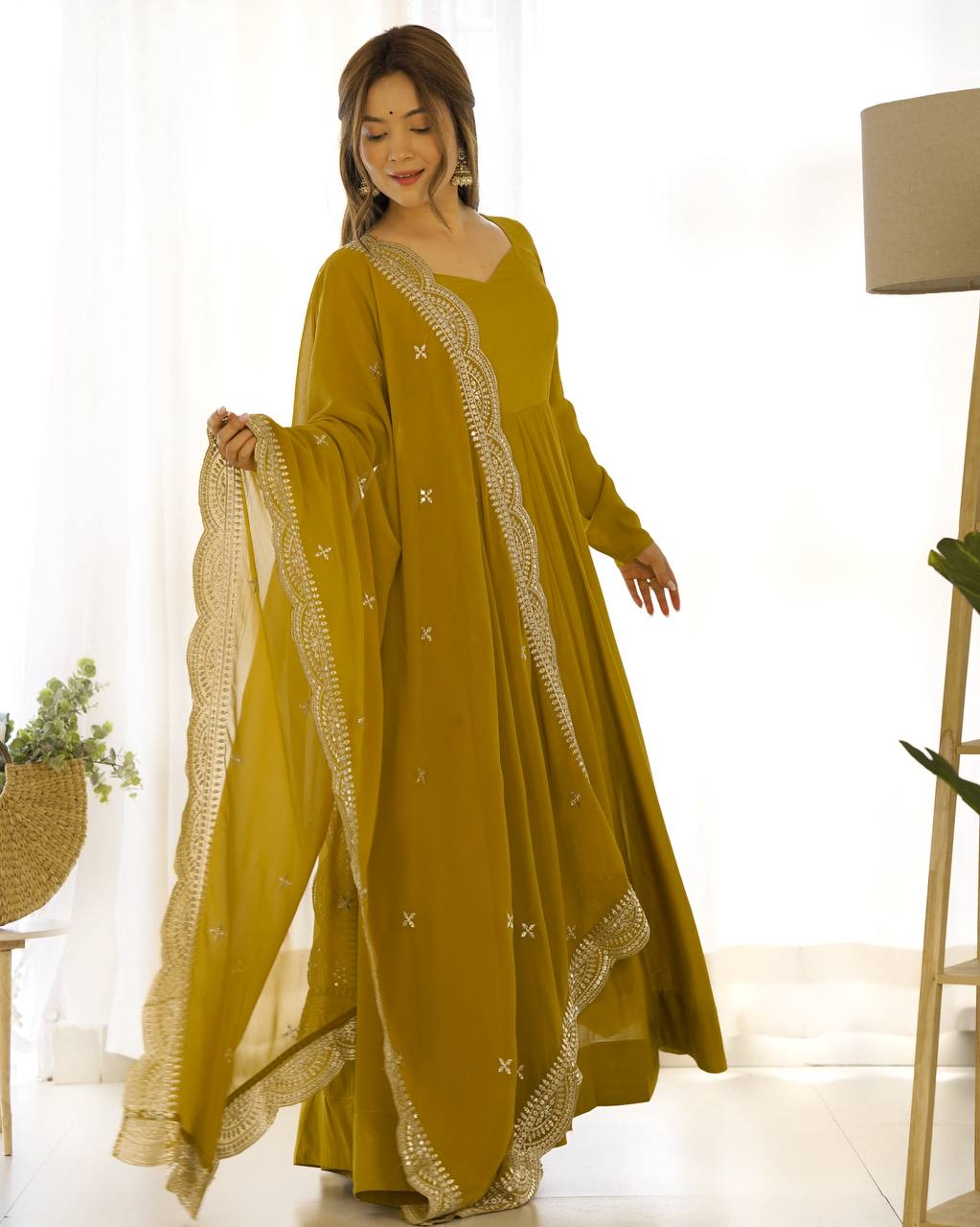 PRESENTING NEW PREMIUM QUALITY PURE ROMANSILK CHANDERI GOWN