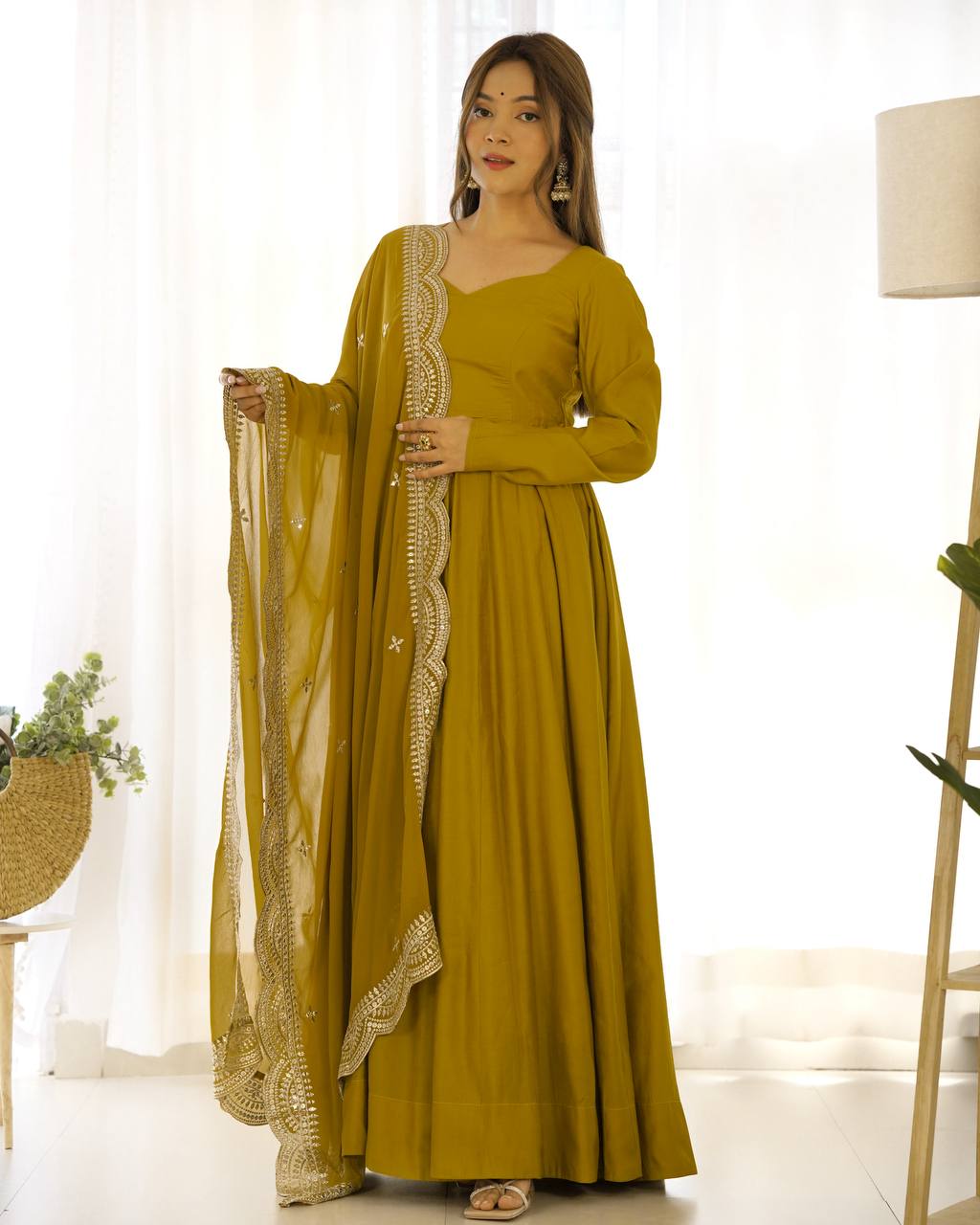 PRESENTING NEW PREMIUM QUALITY PURE ROMANSILK CHANDERI GOWN